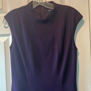 Chaps size 4 eggplant purple dress high neck sleeveless knit